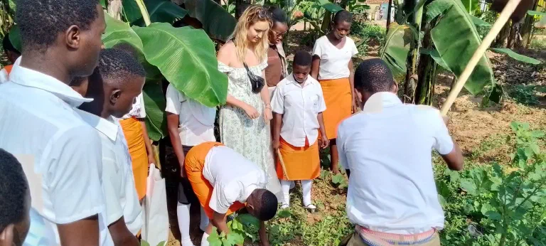 Volunteer working in a garden